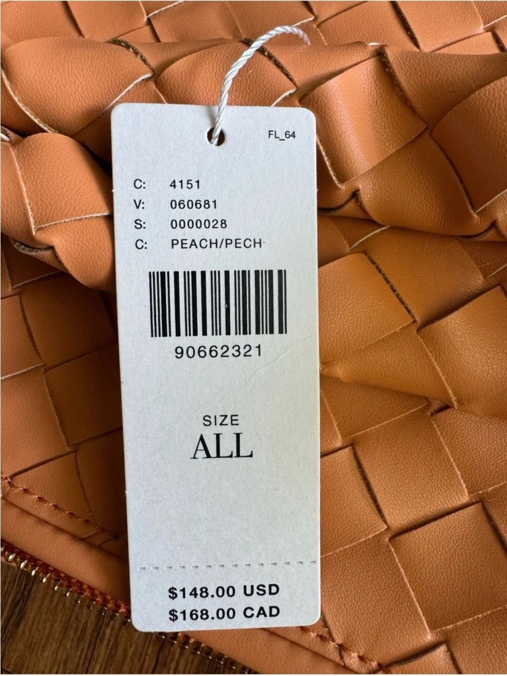 NWT Anthropologie Melie Bianco Brigitte Oversized Woven Hobo Bag Peach